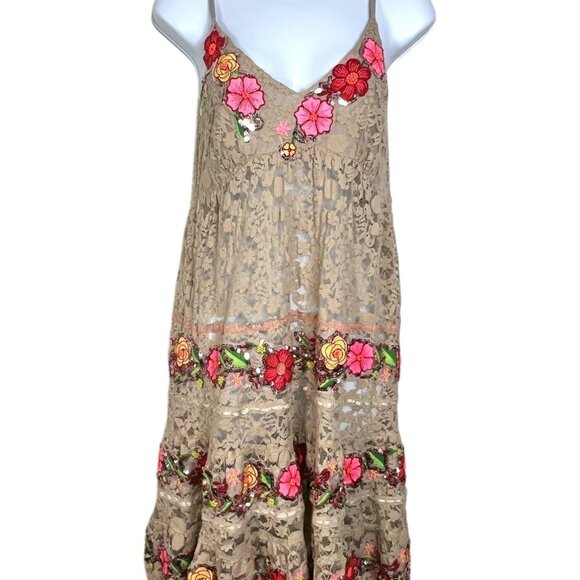 Antica Sartoria by Giacomo Cinque Mini Lace Floral Sequin Dress Boho Fairy XS/S - Picture 5 of 15